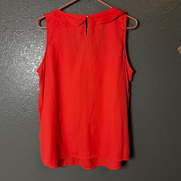 Covington Large Coral Orange Cascading Ruffle Sleeveless Blouse Top - Picture 3 of 3
